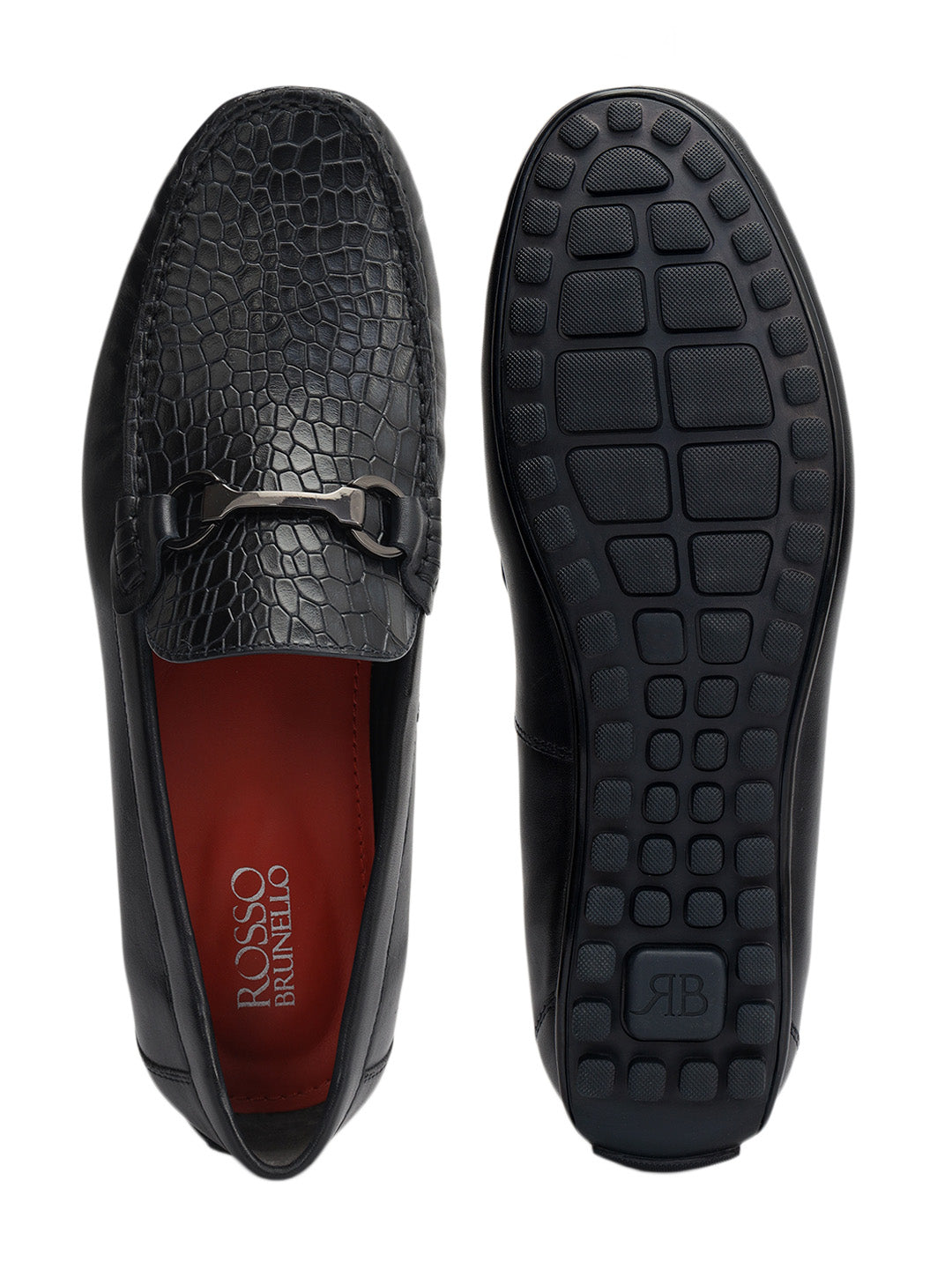 Blue Croco Textured Moccasins
