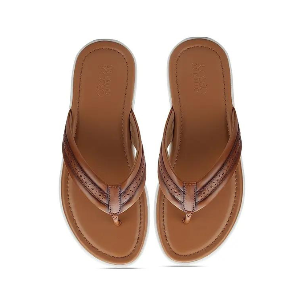 Tan Thong Leather Slippers