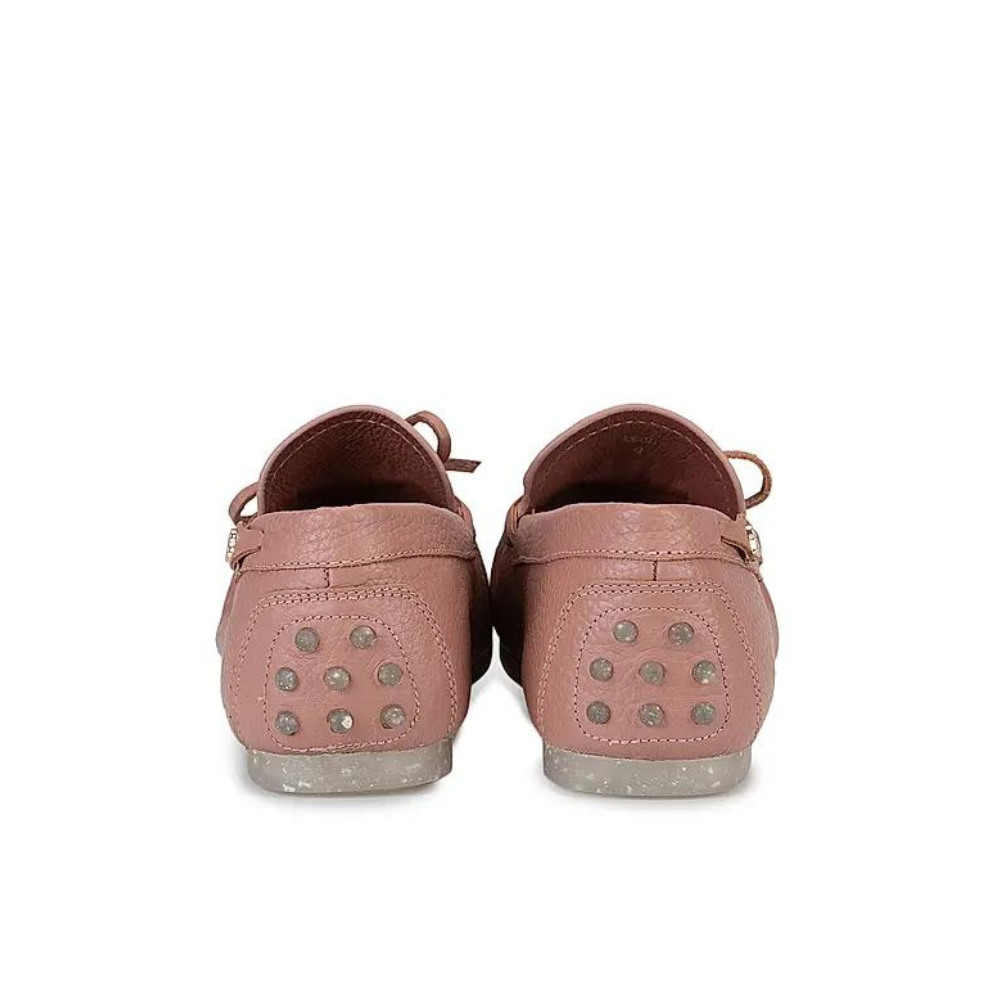 Pink Leather Bow Moccasins