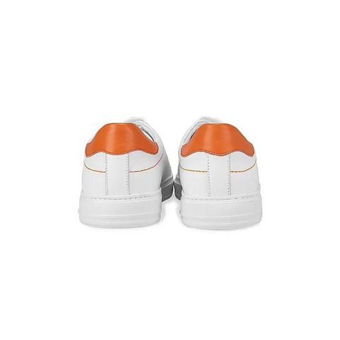 White and Orange Leather Sneakers