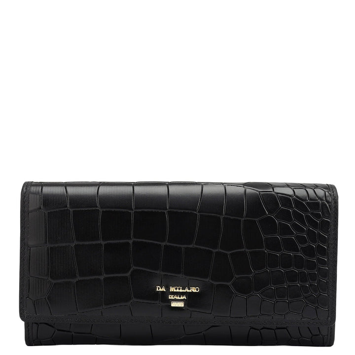 Croco Leather Ladies Wallet - Black