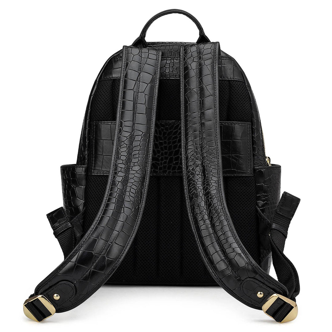 Croco Leather Backpack - Black