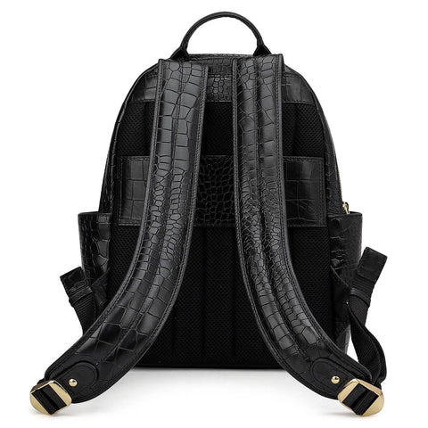 Croco Leather Backpack - Black