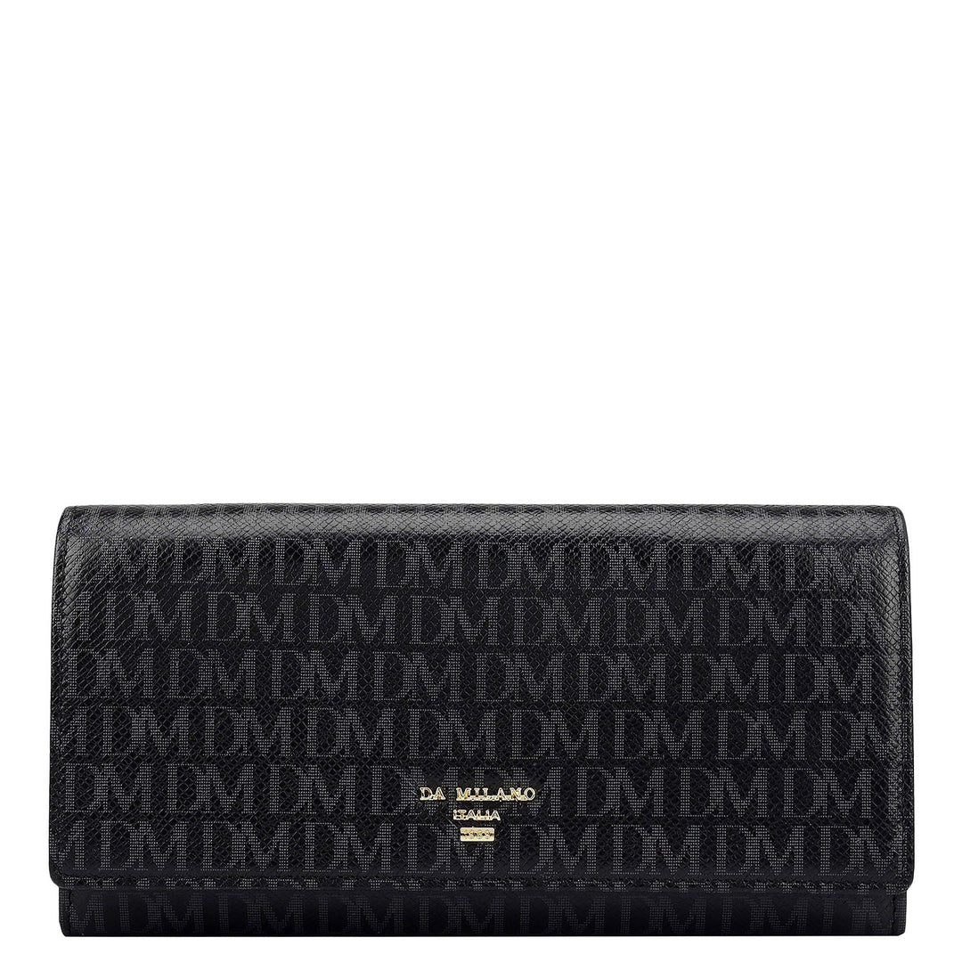 Monogram Leather Ladies Wallet - Black
