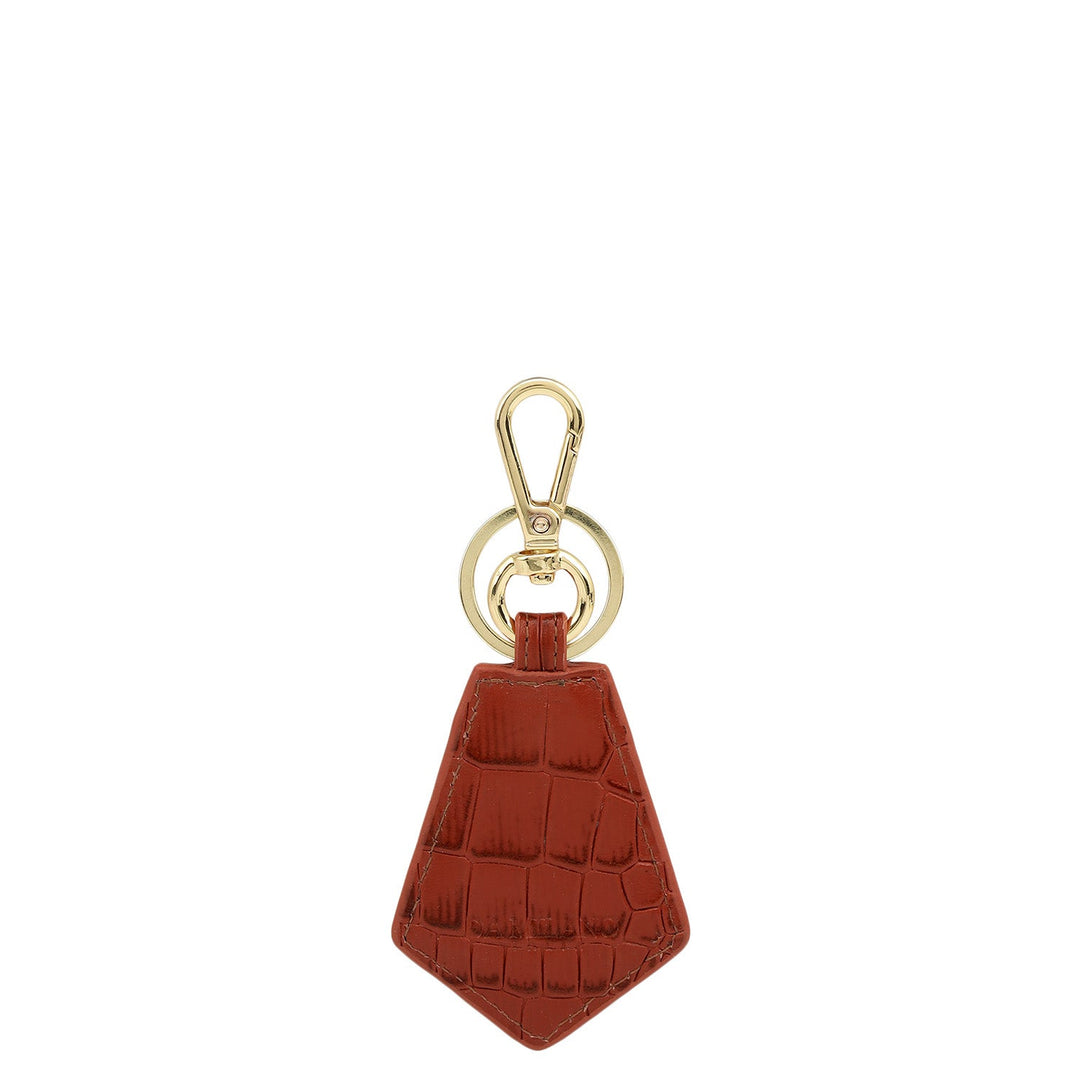 Croco Leather Key Chain - Brick