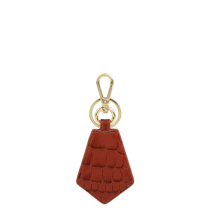 Croco Leather Key Chain - Brick