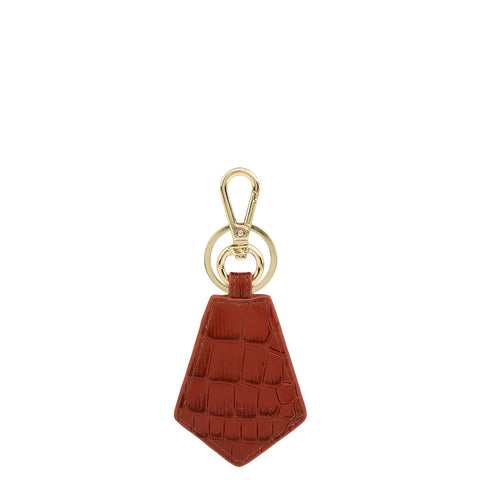 Croco Leather Key Chain - Brick