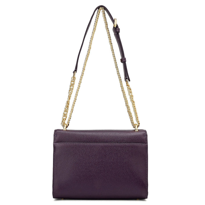 Small Franzy Croco Leather Shoulder Bag - Grapevine