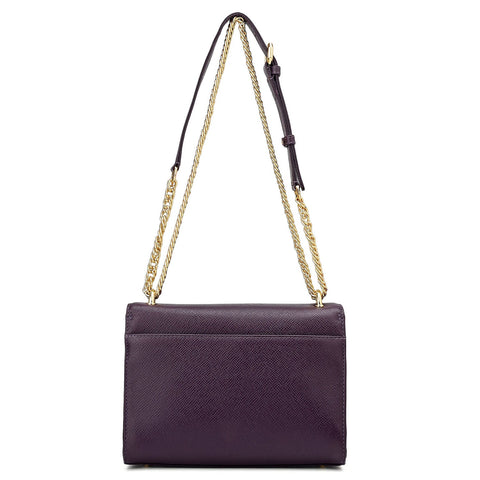 Small Franzy Croco Leather Shoulder Bag - Grapevine
