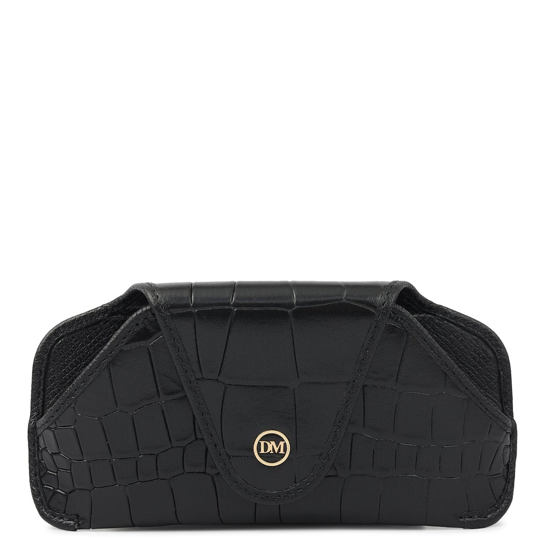 Croco Leather Spectacle Case - Black