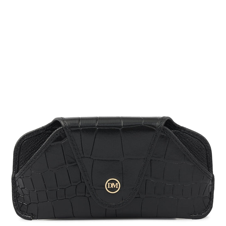 Croco Leather Spectacle Case - Black