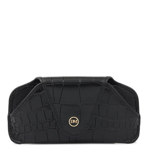 Croco Leather Spectacle Case - Black