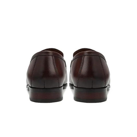 Coffee Striped Leather Loafers