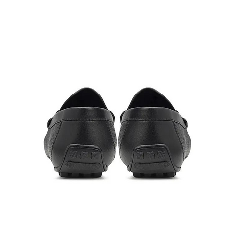 Black Leather Moccasins With Buckle