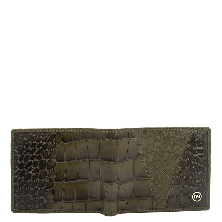 Military Green Bifold Leather Mens Wallet