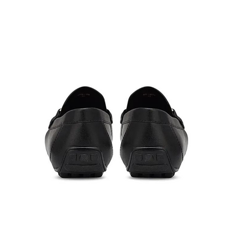 Black Leather Moccasins With Panel