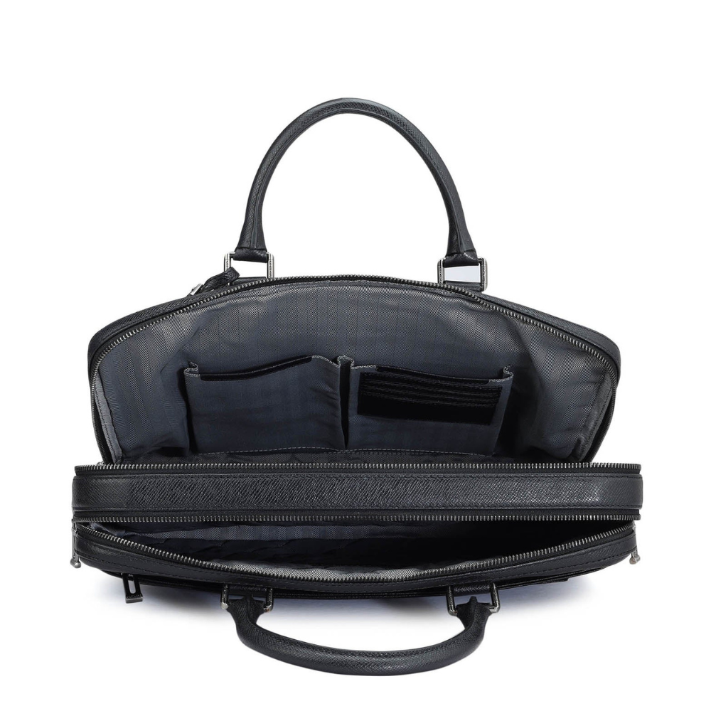 Franzy Leather Laptop Bag - Black