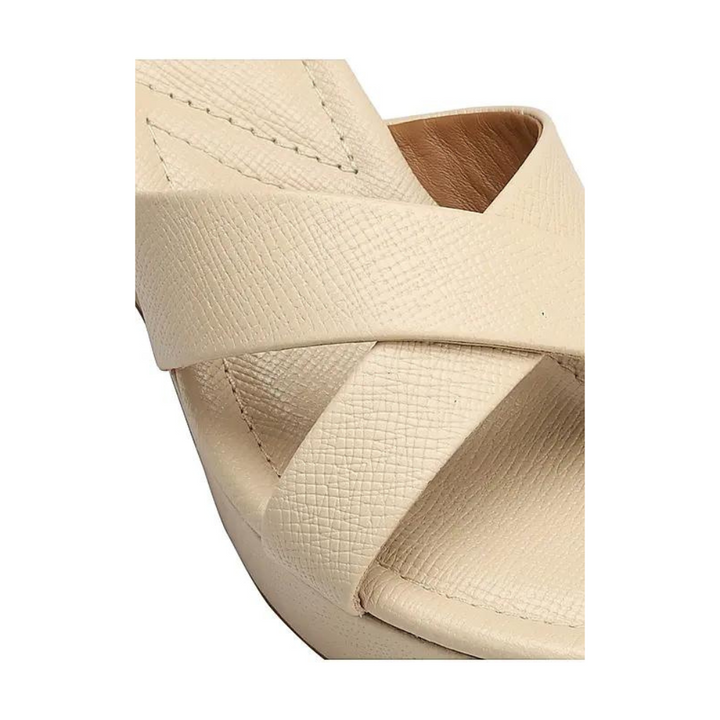 Beige Criss Cross Strap Wedges