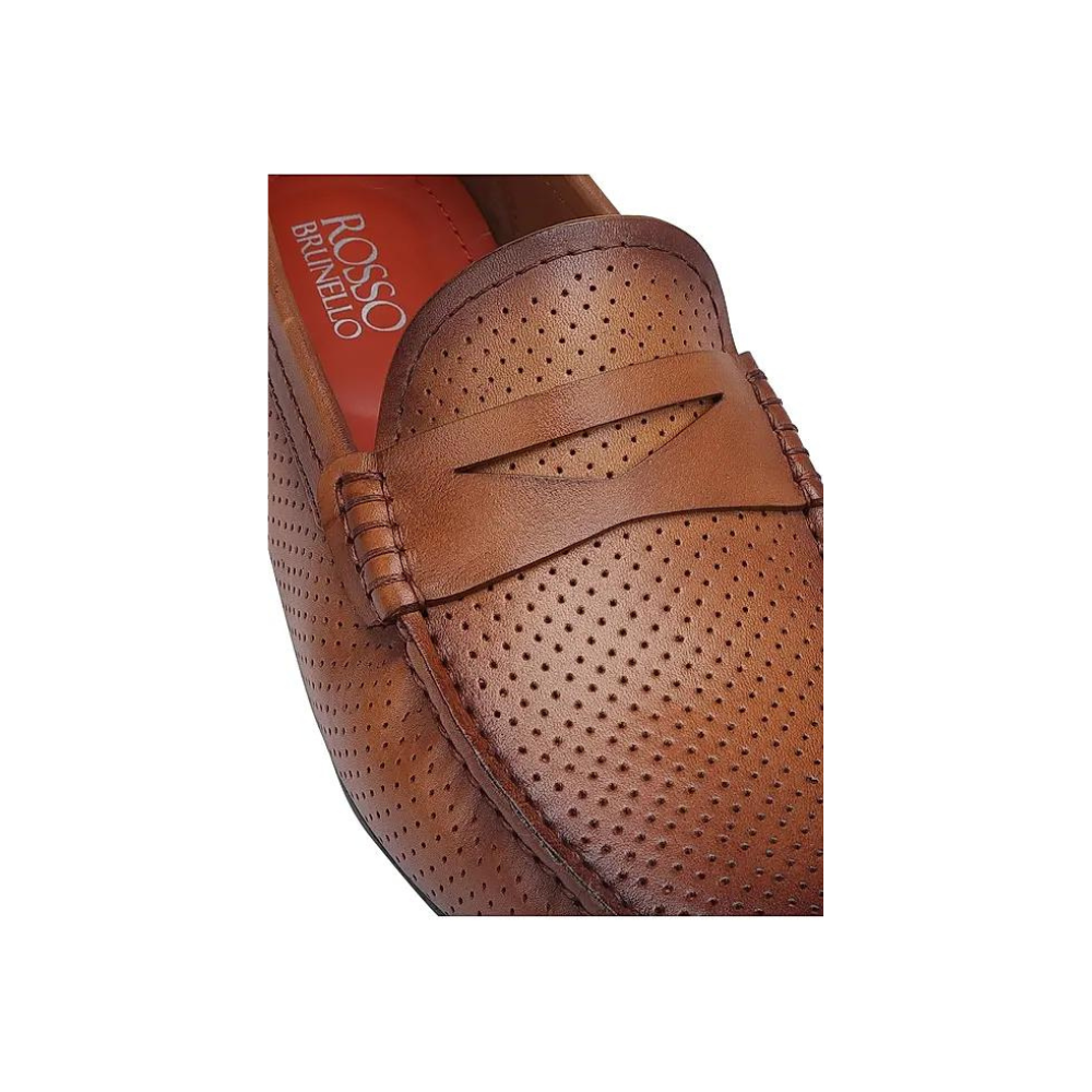 Tan Perforated Leather Moccasins