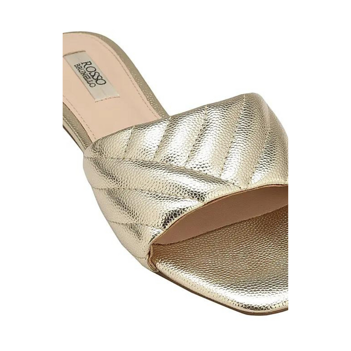 Gold Faux Leather Sliders