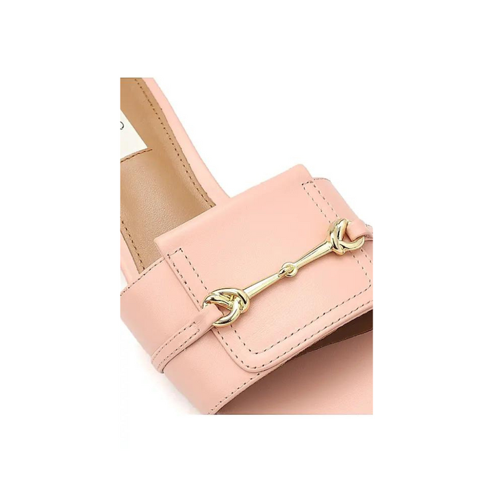 Pink Block Heels With Buckle