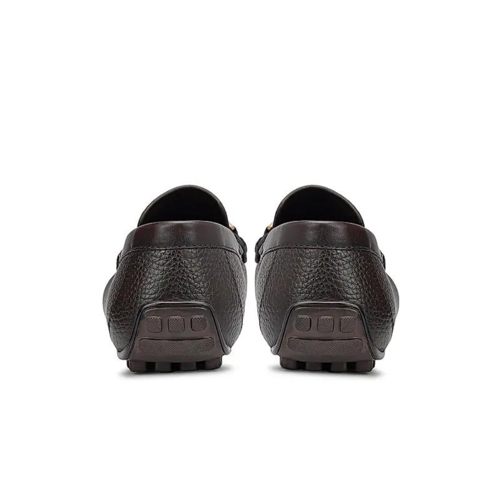 Coffee Textured Leather Moccasins