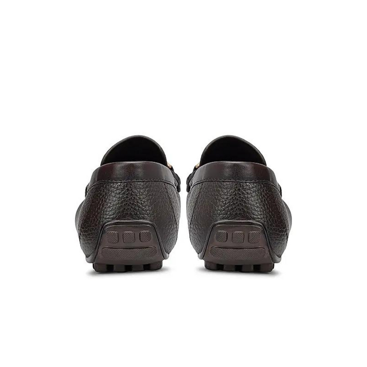 Coffee Textured Leather Moccasins