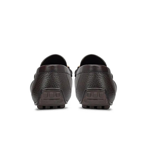 Coffee Textured Leather Moccasins