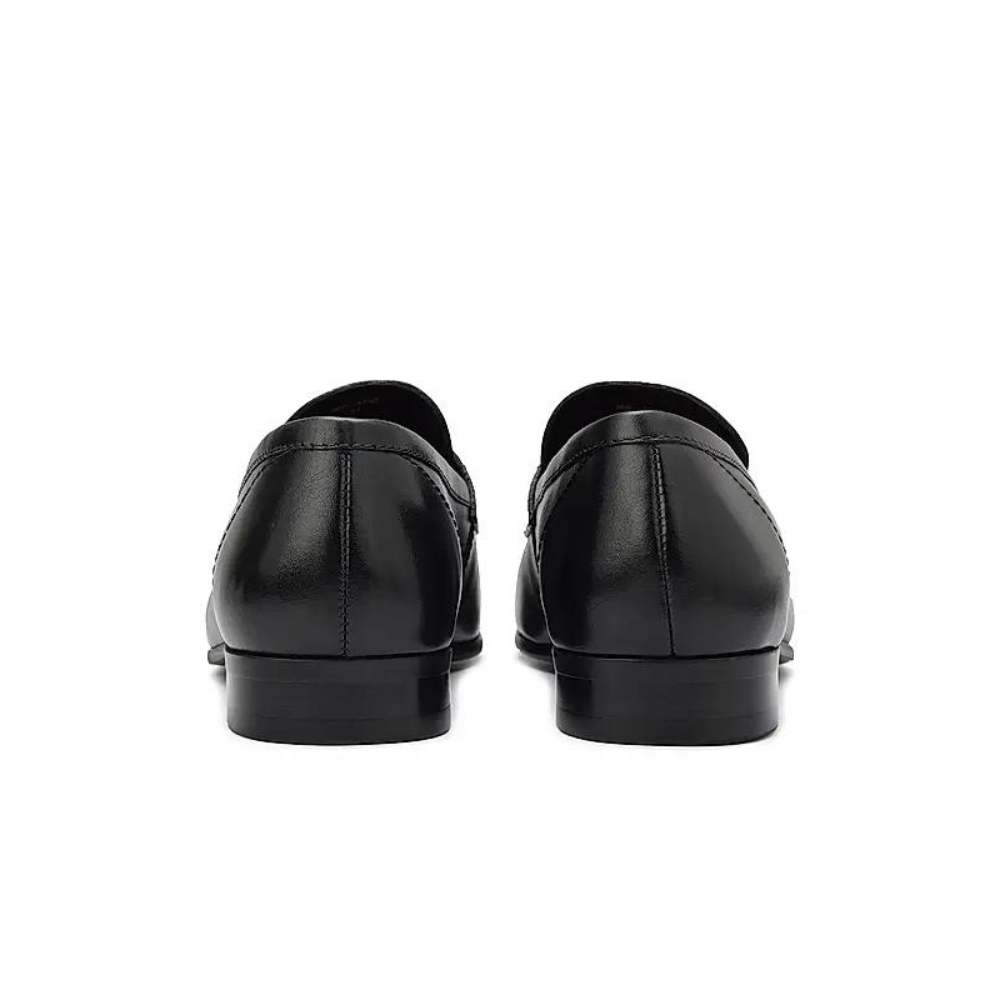 Black Leather Loafers With Logo