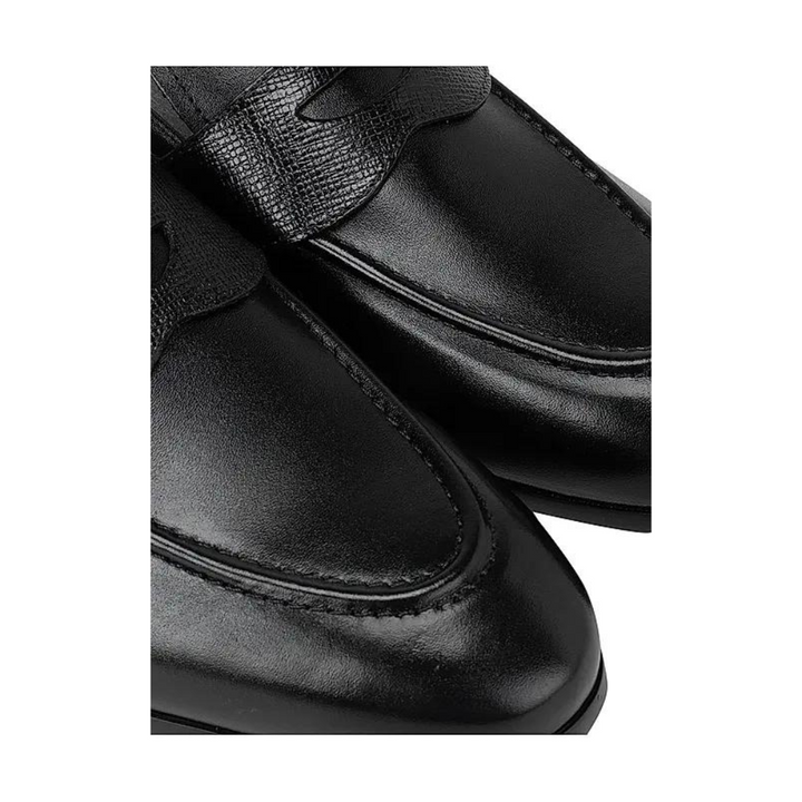 Black Leather Panel Loafers