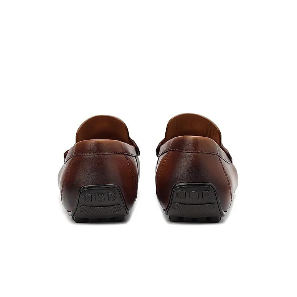 Tan Leather Moccasins With Logo