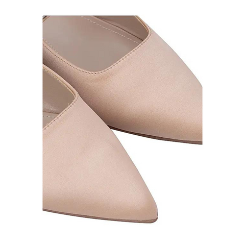 Beige Faux Suede Mules with Embellished Strap