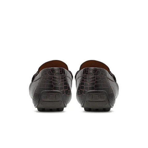 Coffee Croco Textured Moccasins