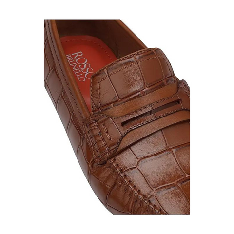 Tan Croco Textured Moccasins