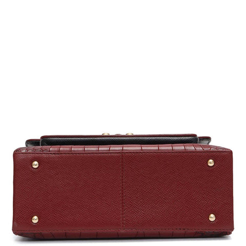 Small Croco Leather Shoulder Bag - Cherry