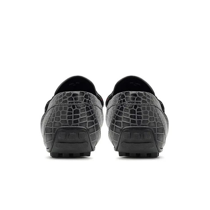 Grey Croco Textured Moccasins