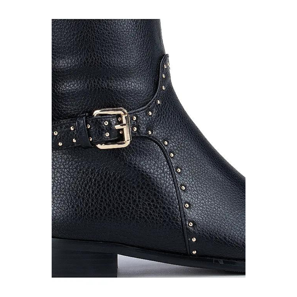 Black Knee High Studded Boots