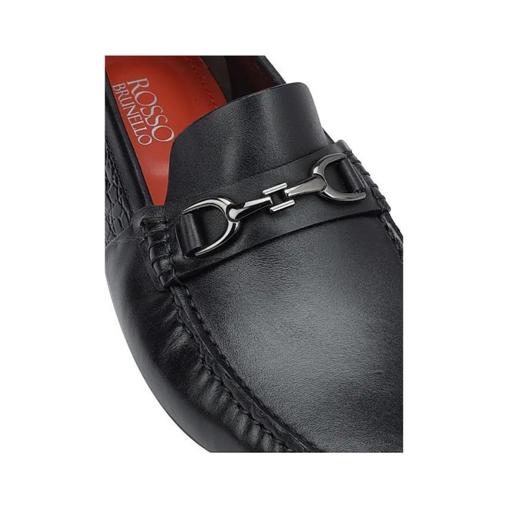 Black Leather Moccasins With Buckle