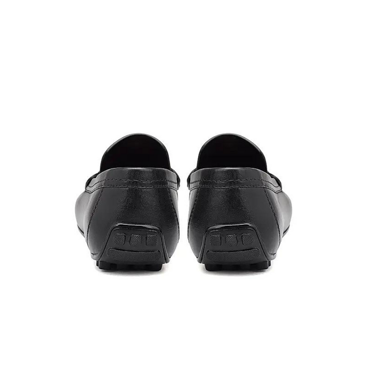 Black Plain Leather Moccasins