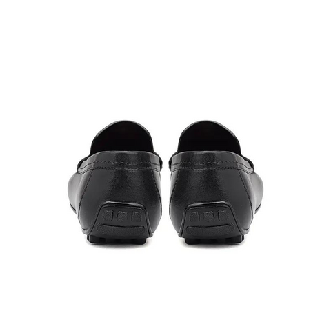 Black Plain Leather Moccasins