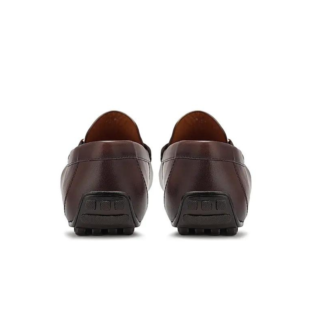 Coffee Leather Moccasins With Panel