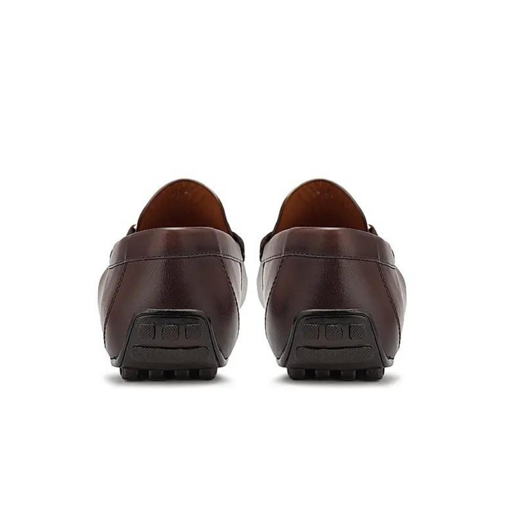 Coffee Leather Moccasins With Panel