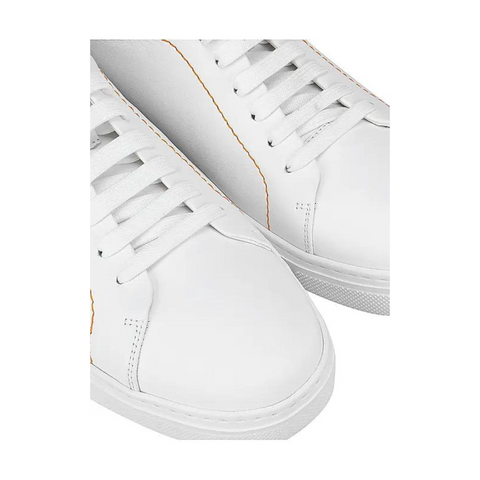 White and Orange Leather Sneakers