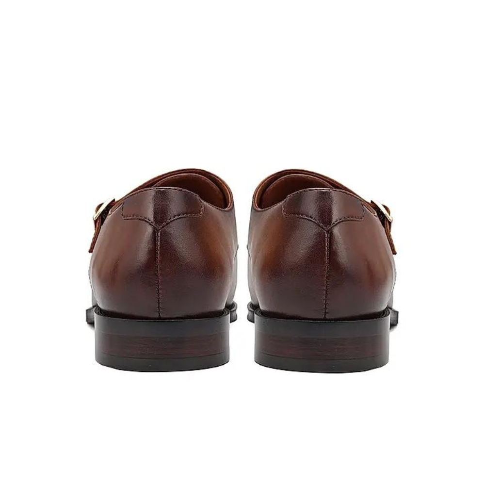 Tan Plain Leather Monk Straps