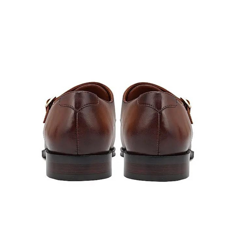 Tan Plain Leather Monk Straps