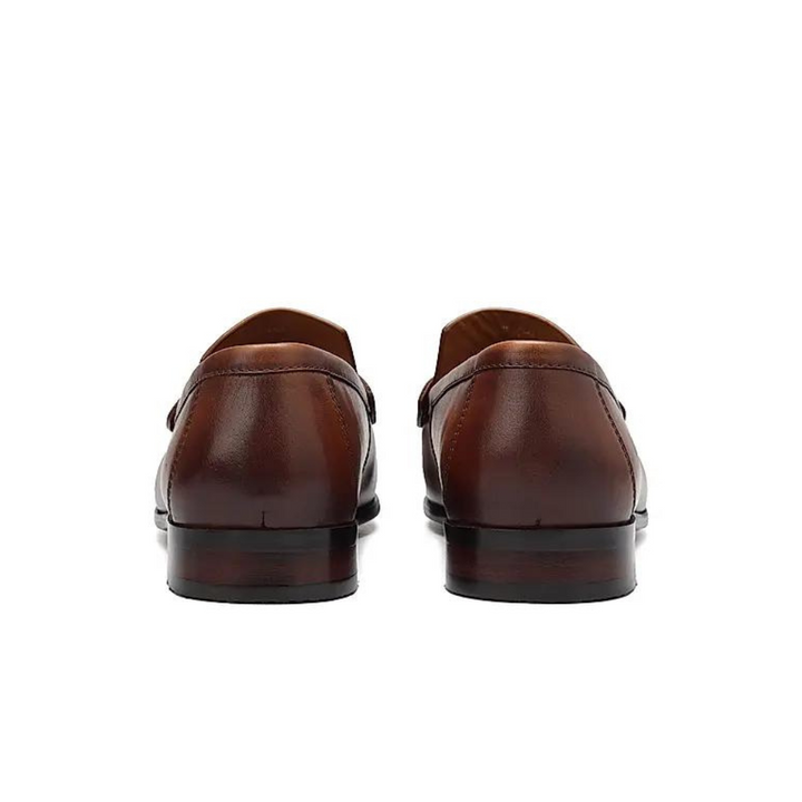 Tan Leather Loafers With Buckle