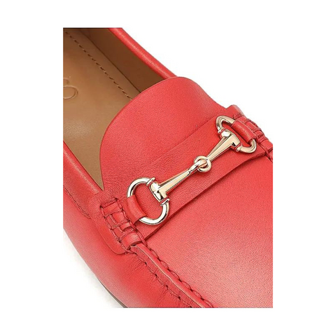 Red Leather Moccasins With Buckle