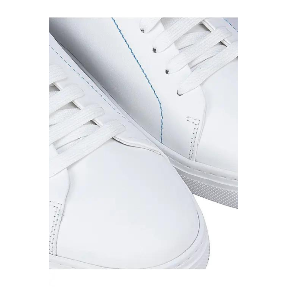 White and Blue Leather Sneakers