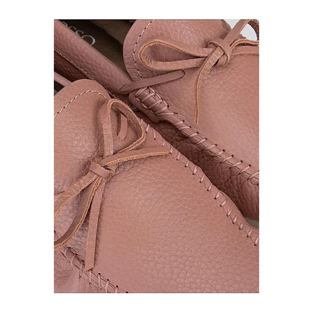 Pink Leather Bow Moccasins