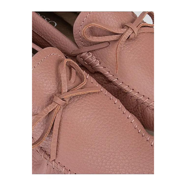 Pink Leather Bow Moccasins